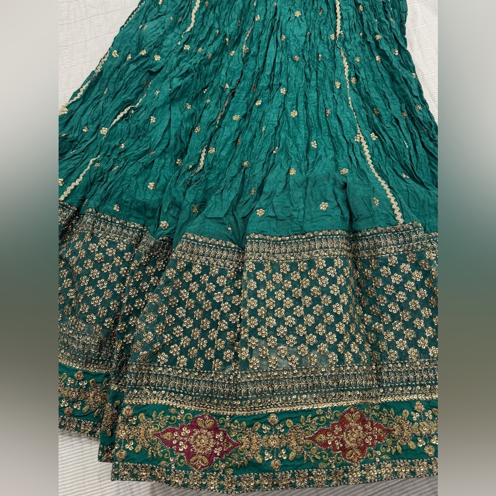 MARIA.B. 3 Piece Embroidered Raw Silk Lehenga Choli/Party/wedding wear Pakistani - Picture 13 of 15